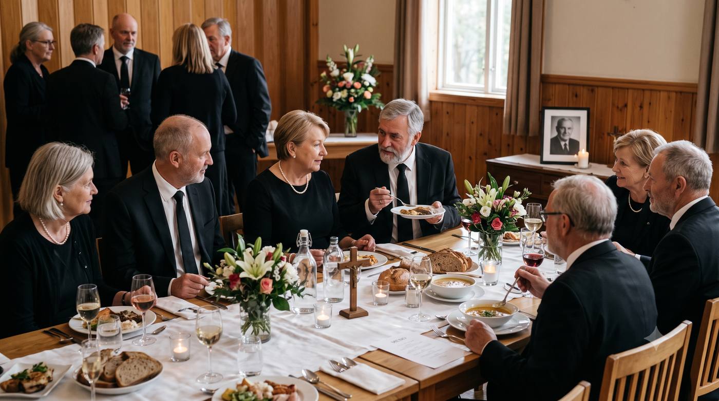 Rodzina przy wspólnym stole podczas stypy w Krakowie